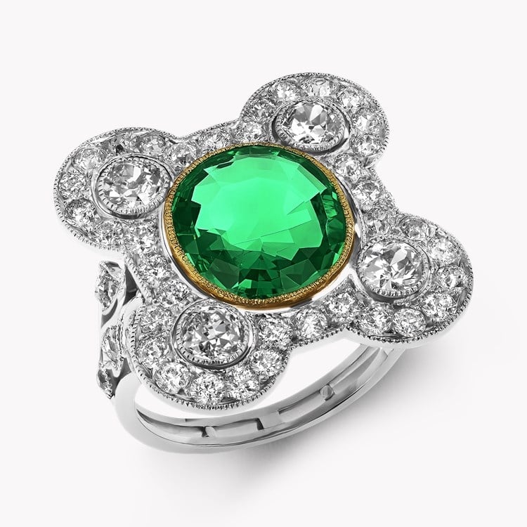 Edwardian 2.91ct Emerald and Diamond Dress Ring in Platinum.jpg