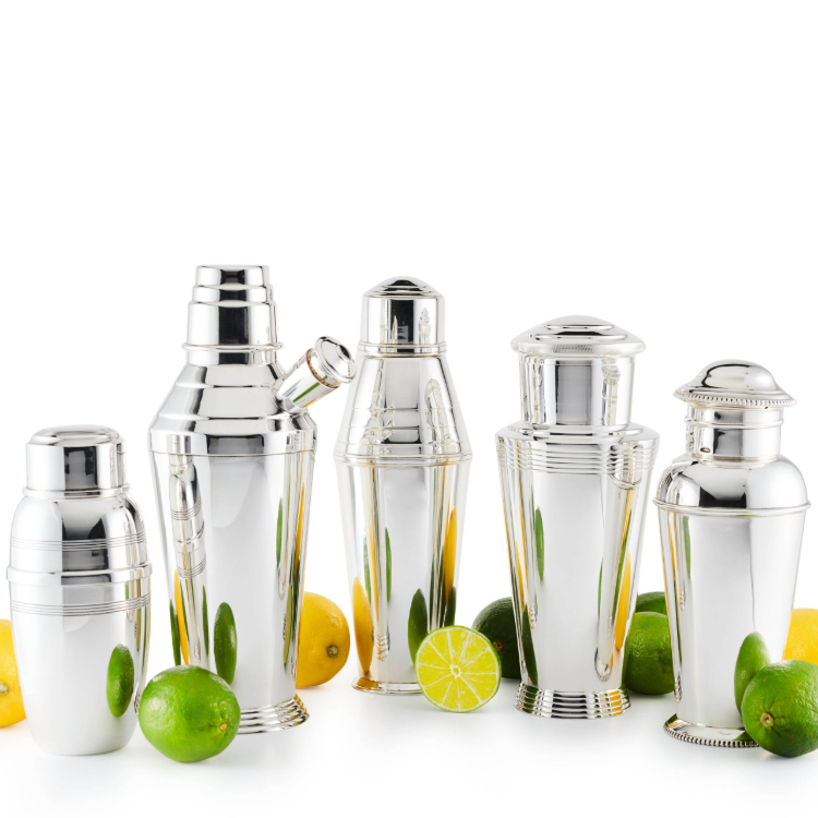 silver cocktail shakers