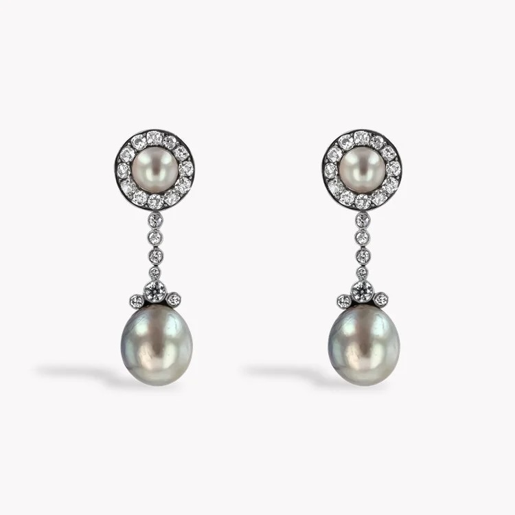 Belle Epoque Natural Pearl and Diamond Drop Earrings in Silver and Gold.jpg