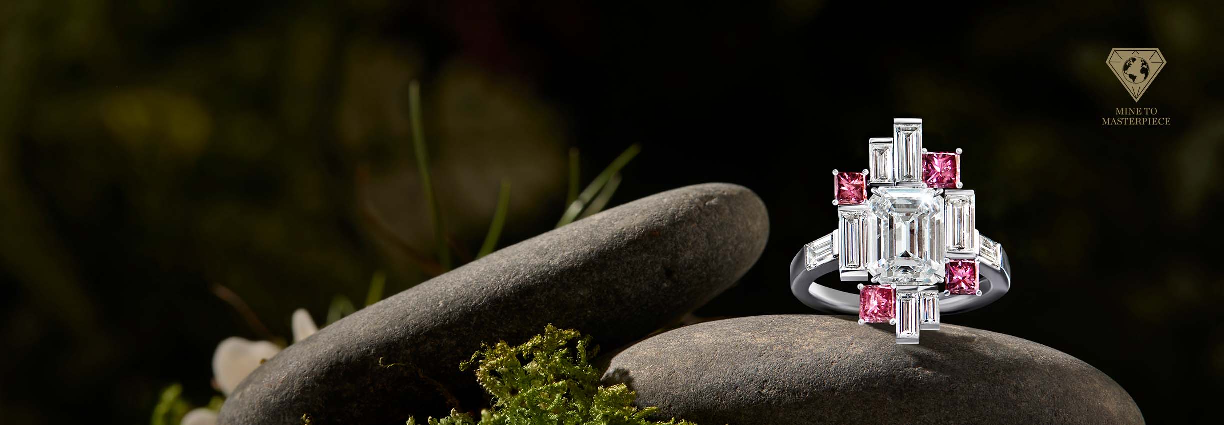 Pink and White Diamond Ring