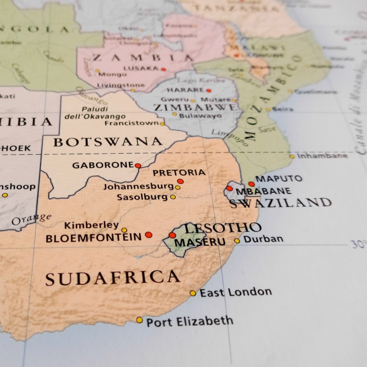 Map showing Lesotho