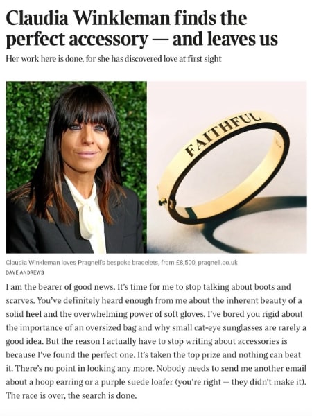 The Times, Claudia Winkleman, Bespoke Faithful