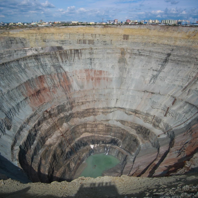 Kimberlite diamond pipe Peace, Mir Mine, Mirny, Yakutia, Russia