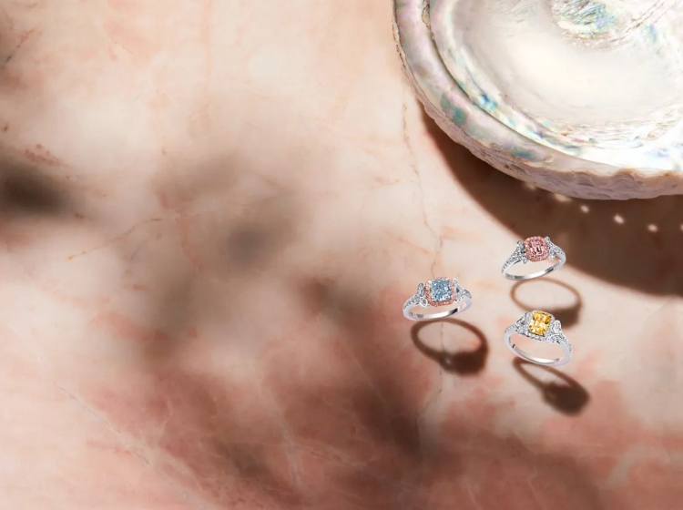 Coloured diamond engagement rings