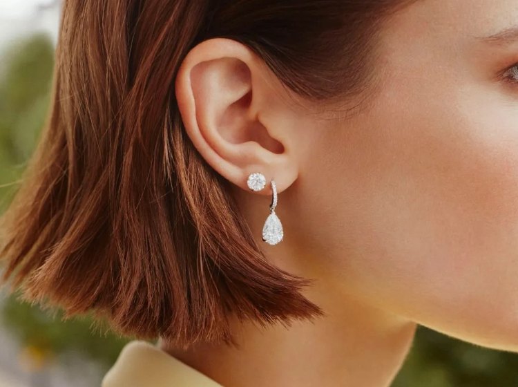 Colourless Pear Diamond Drop Earrings 2.02cts in 18ct White Gold