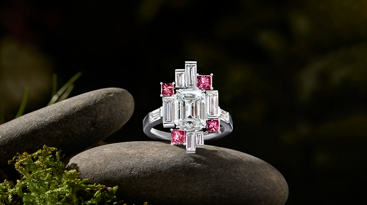 Pink and White Diamond Ring