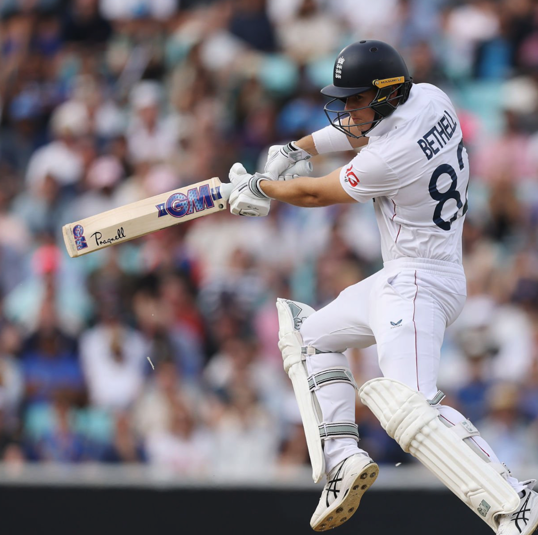 Jacob Bethell batting for England