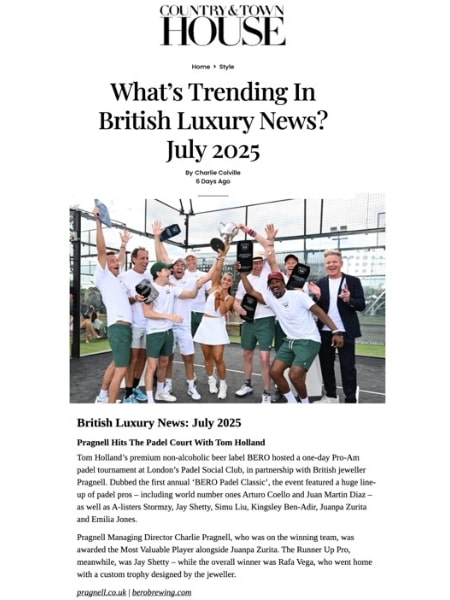 Country & Town House, Pragnell partners with Tom Holland's BERO forstar-studded inaugural Padel Classic