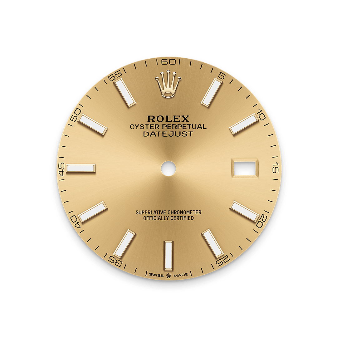 The sunray finish creates delicate light reflections on many dials in the Oyster Perpetual collection. It is obtained using masterful brushing techniques that create grooves running outwards from the centre of the dial. Light is diffused consistently along each engraving, creating a characteristic subtle glow that moves depending on the position of the wrist. Once the sunray finish has been completed, the dial colour is applied using Physical Vapour Deposition or electroplating. A light coat of varnish gives the dial its final look.