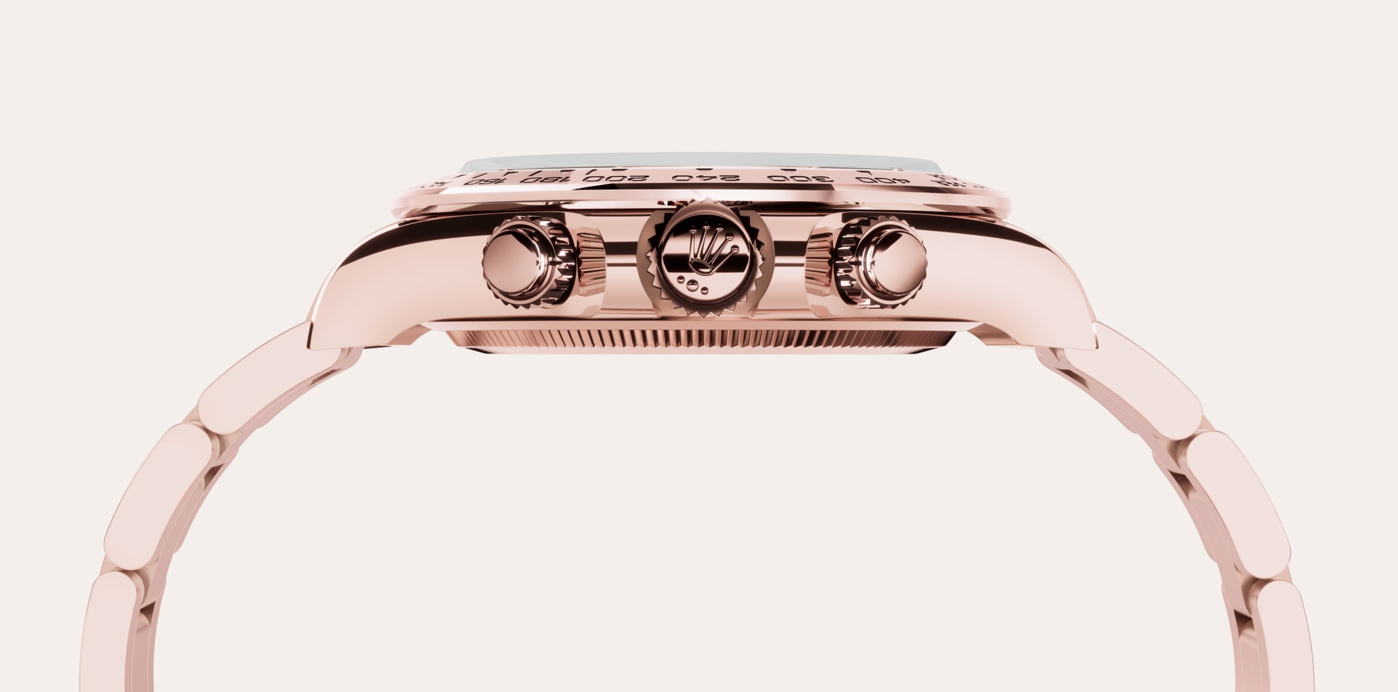 To preserve the beauty of its pink gold watches, Rolex created and patented an exclusive 18 ct pink gold alloy cast in its own foundry: Everose gold. Introduced in 2005, 18 ct Everose is used on all Rolex Oyster models in pink gold.