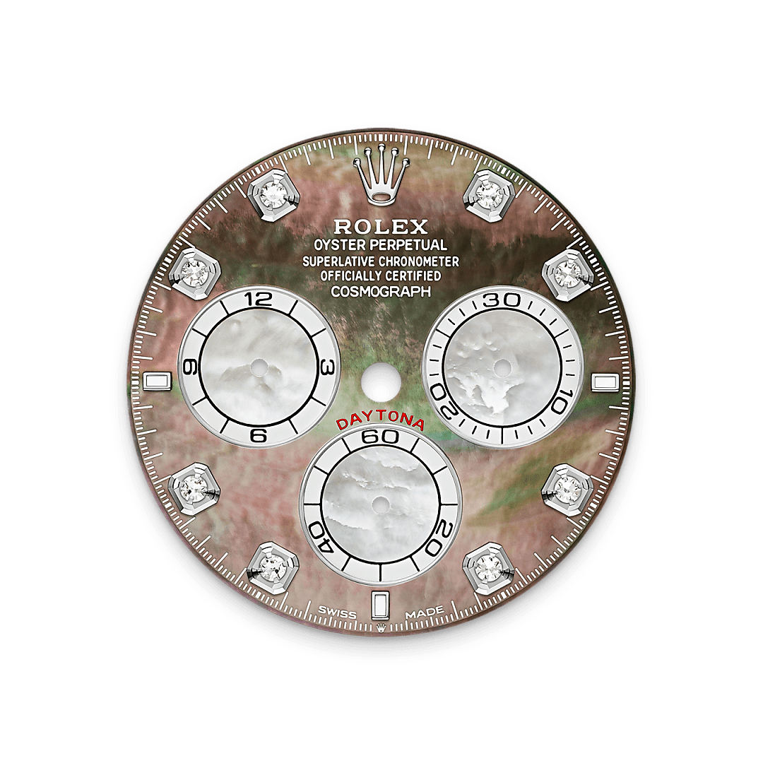 The contrasting dial is made from natural mother-of-pearl and graced with eight diamonds and three Chromalight hour markers. The strength of the contrast, the intensity of the colours and the depth of the reflections are the result of a particularly stringent material selection process. Both varieties of mother-of-pearl are handled with the greatest care by the brand’s artisans.

The dial allows drivers to accurately map out their track times and tactics without fail.