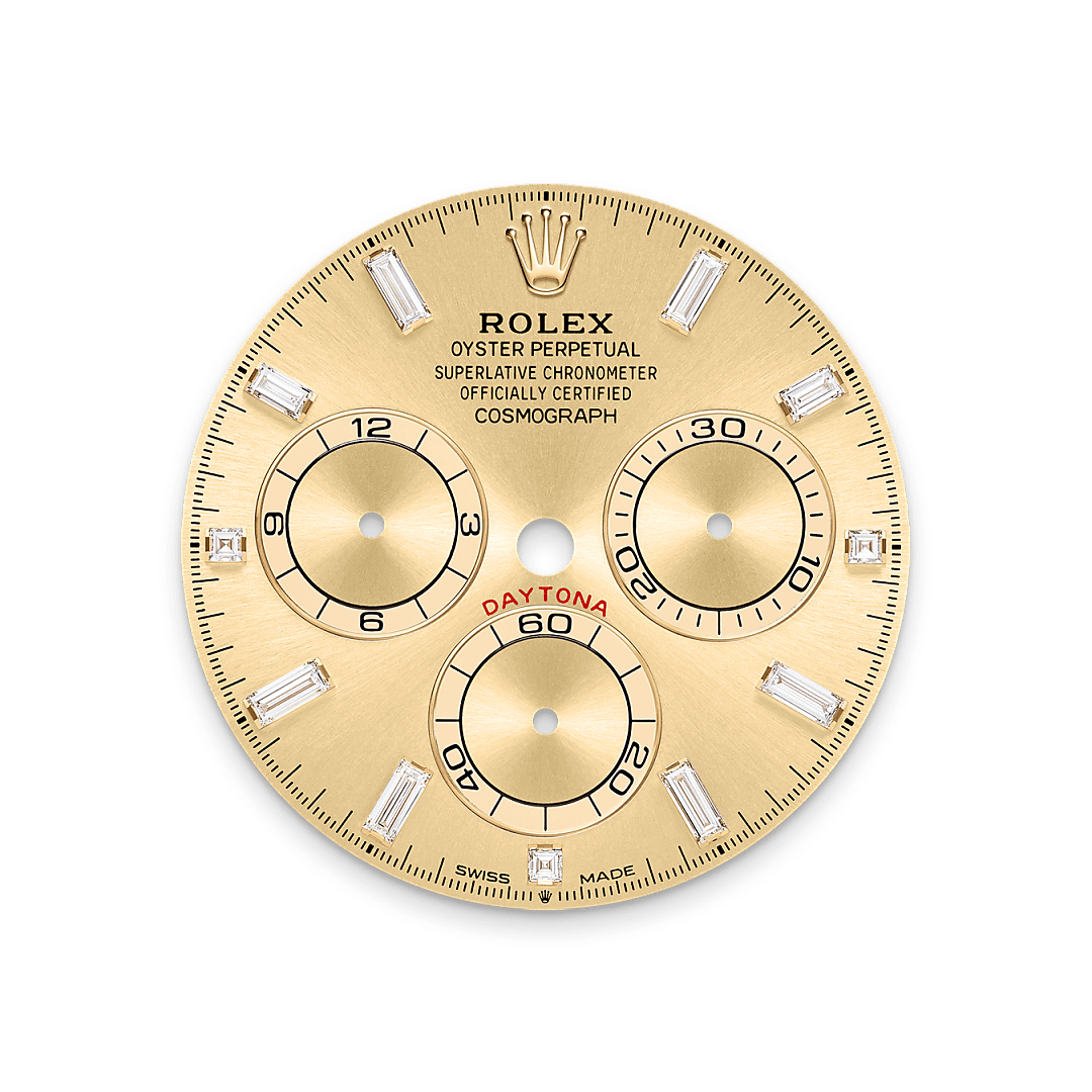 This model features a golden, diamond-set dial with spray-coated counters, 18 ct gold applique hour markers and hands with a Chromalight display, a highly-legible luminescent material.
The dial allows drivers to accurately map out their track times and tactics without fail.