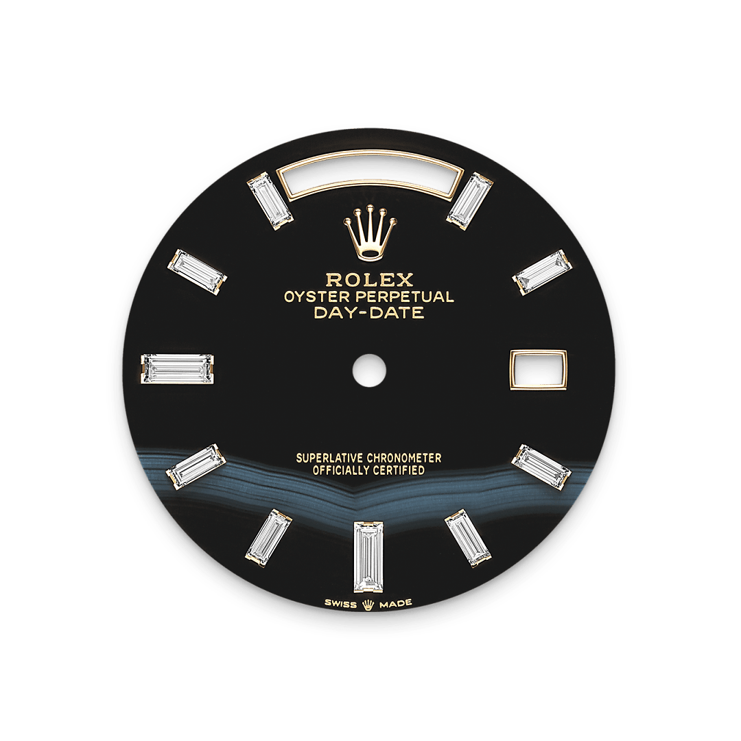 Each dial is a miniature work of art. The colour, reflections and surface texture, along with decorative elements and the overall design give the watch its intrinsic character. Rolex masters all aspects of its dial creation and production in-house. From the initial sketches to the final inspection, including colouring or the application of appliques, the process involves a series of steps and operations that call on specific expertise. Some of these professions – enamelling, for instance – date from the early days of watchmaking. Others are inherent to the use of cutting-edge technologies, suc