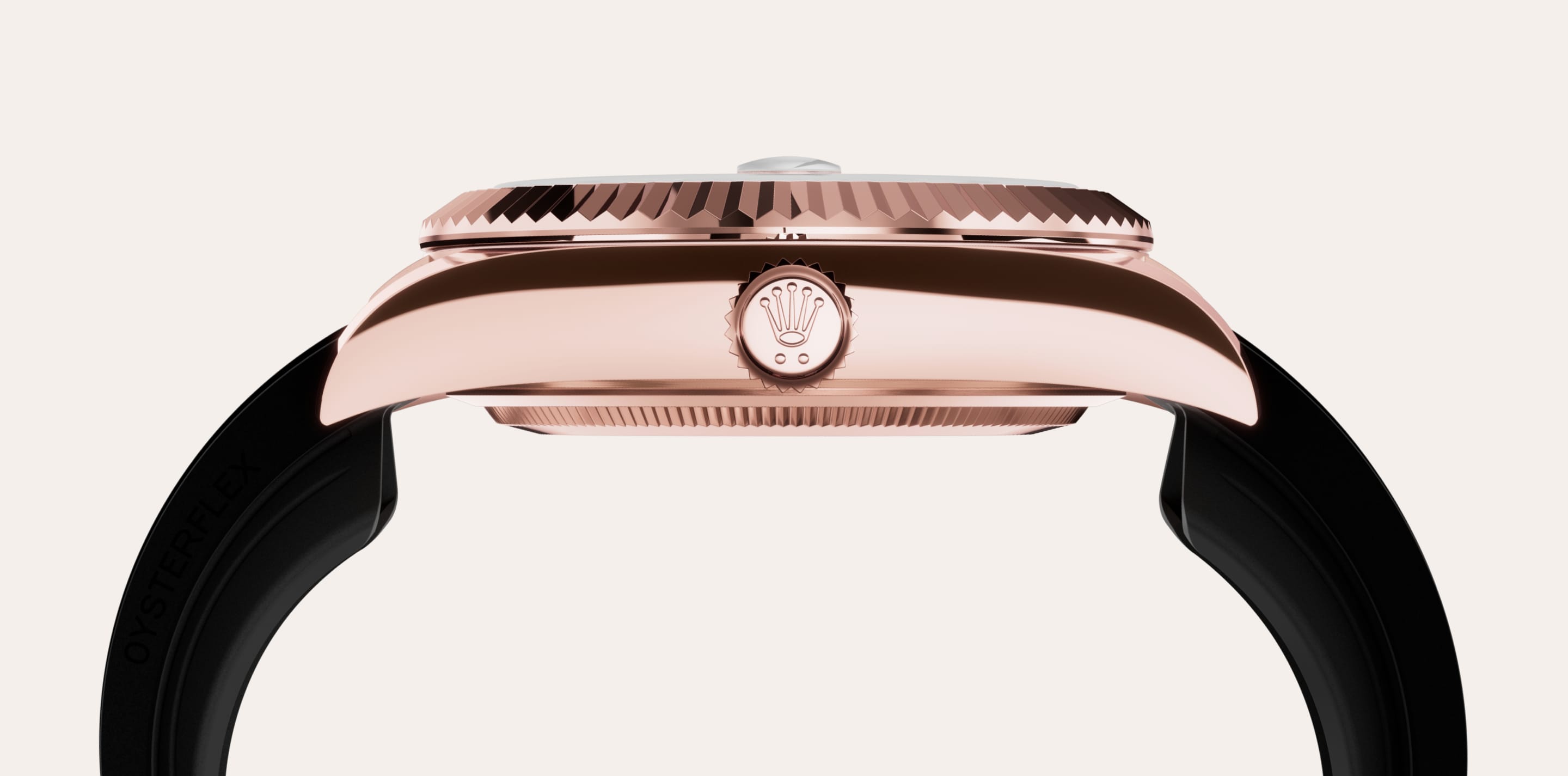 To preserve the beauty of its pink gold watches, Rolex created and patented an exclusive 18 ct pink gold alloy cast in its own foundry: Everose gold. Introduced in 2005, 18 ct Everose is used on all Rolex Oyster models in pink gold.