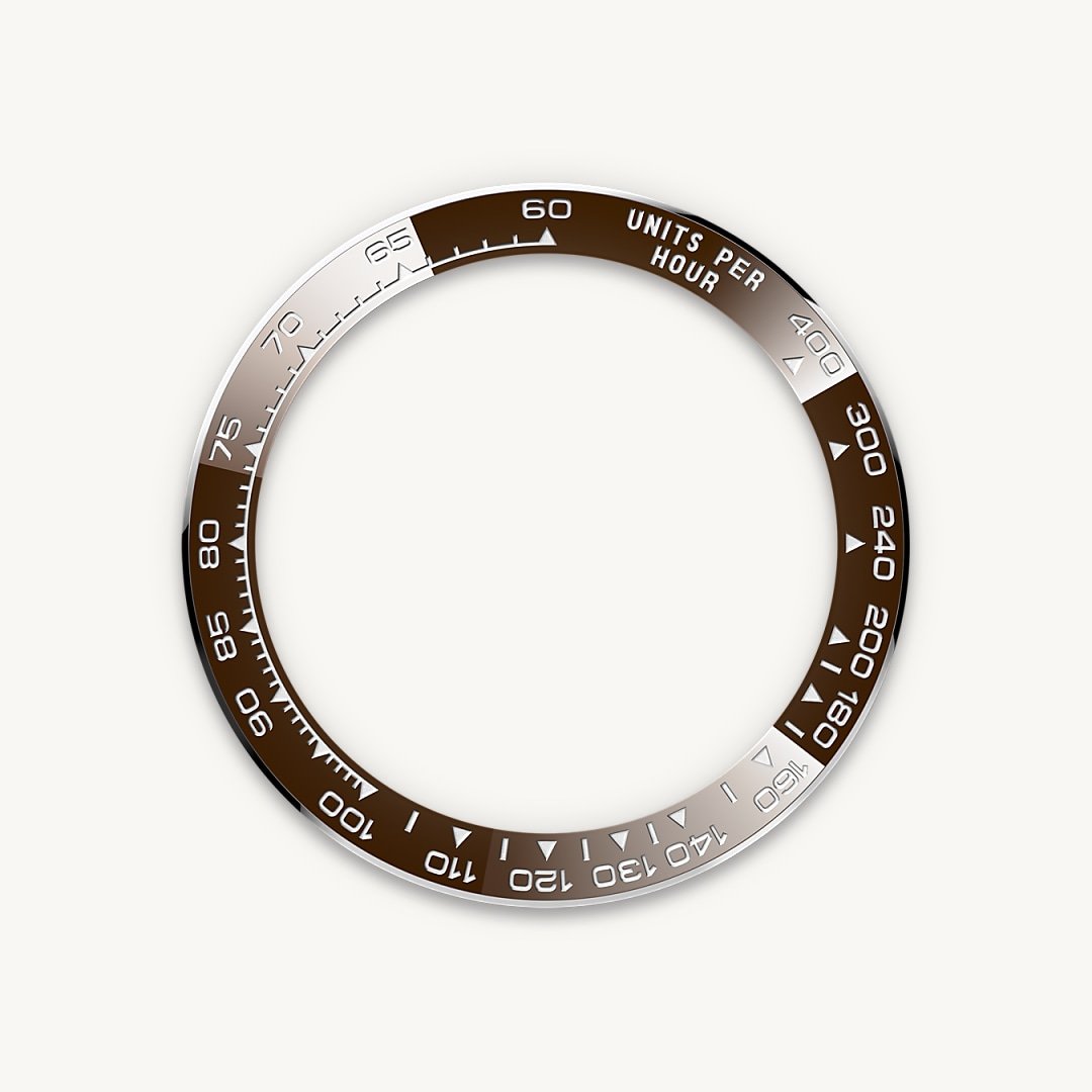 A key part of the model’s identity is the bezel moulded with a tachymetric scale for measuring average speeds of up to 400 miles or kilometres per hour. The monobloc Cerachrom bezel in high-tech ceramic offers a number of advantages: it is corrosion resistant, virtually scratchproof and the colour is unaffected by UV rays. This extremely durable bezel also offers an exceptionally legible tachymetric scale, thanks to the deposition of a thin layer of platinum in the numerals and graduations via a PVD (Physical Vapour Deposition) process. The monobloc Cerachrom bezel is made in a single piece and holds the crystal firmly in place on the middle case, ensuring waterproofness.