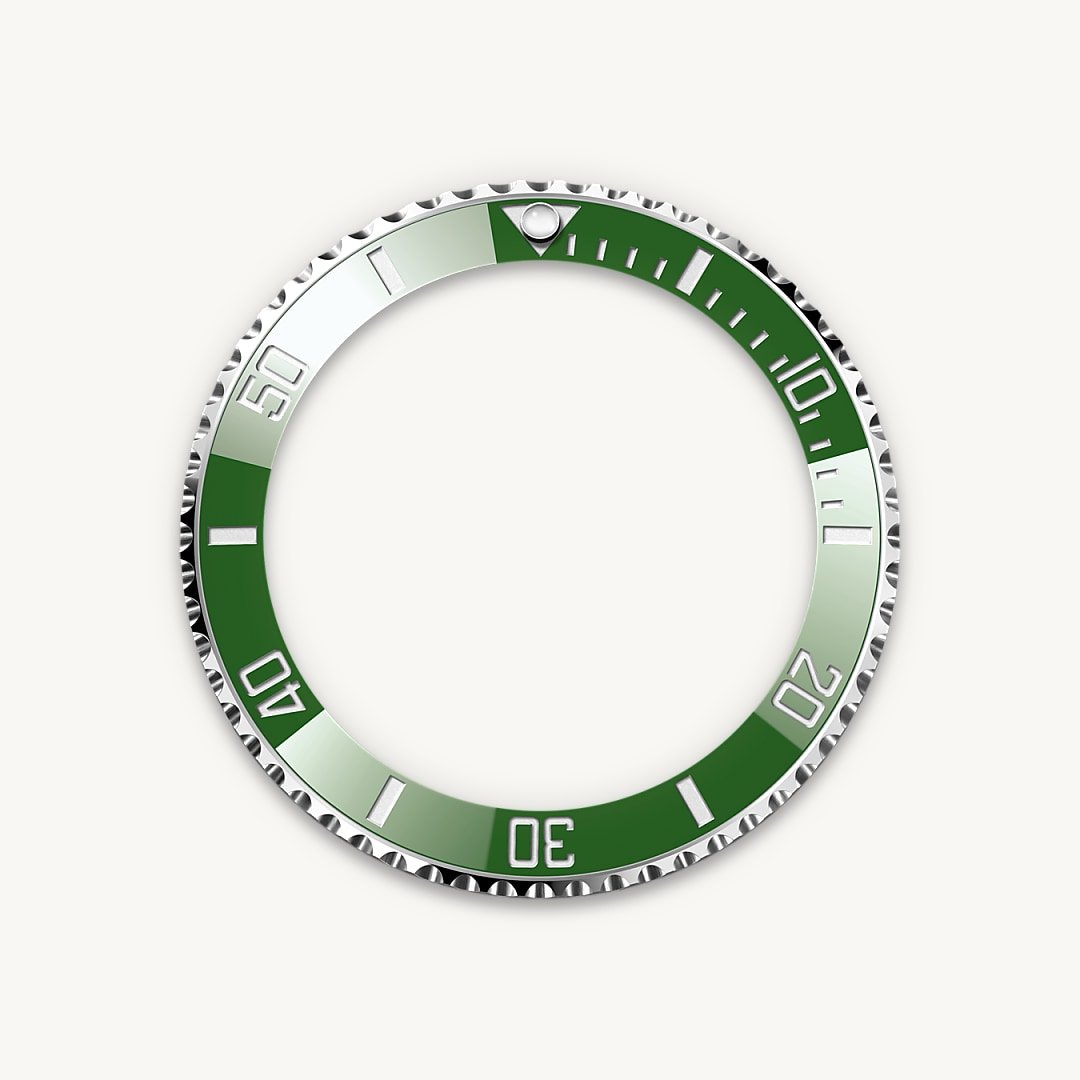 The Submariner's rotatable bezel is a key functionality of the watch. Its 60-minute graduations allow a diver to accurately and safely monitor diving time and decompression stops. Manufactured by Rolex from a hard, corrosion-resistant ceramic, the Cerachrom bezel insert is virtually scratchproof. A luminescent capsule on the zero marker ensures legibility, no matter how dark the environment. The bezel’s knurled edge is carefully designed to offer excellent grip under water, even with gloves.