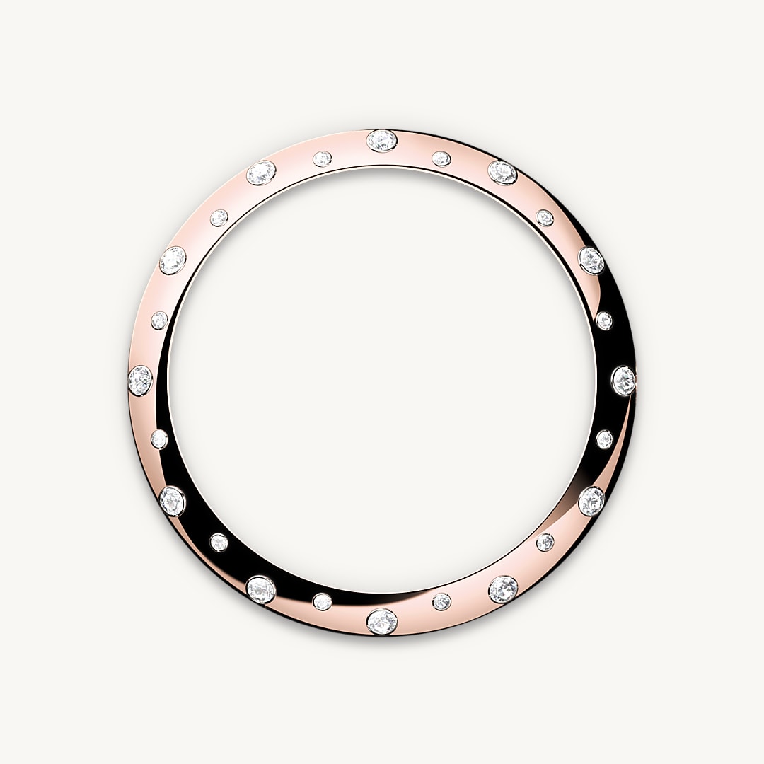 Gem-setters, like sculptors, finely carve the precious metal to hand-shape the seat in which each gemstone will be perfectly lodged. With the art and craft of a jeweller, the stone is placed and meticulously aligned with the others, then firmly secured in its gold or platinum setting. Besides the intrinsic quality of the stones, several other criteria contribute to the beauty of Rolex gem-setting: the precise alignment of the height of the gems, their orientation and position, the regularity, strength and proportions of the setting as well as the intricate finishing of the metalwork. A sparkling symphony to enhance the watch and enchant the wearer.