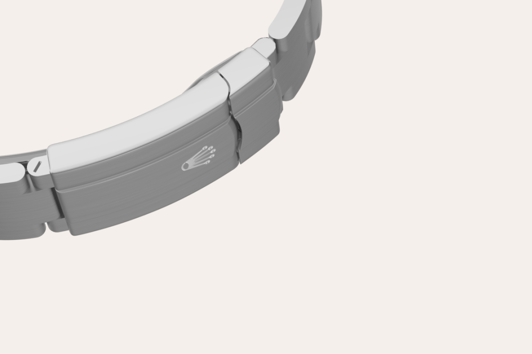 The Oyster bracelet is a perfect alchemy of form and function, aesthetics and technology. First introduced in the late 1930s, this particularly robust and comfortable metal bracelet with its broad, flat three-piece links remains the most universal bracelet in the Oyster collection. For the Oyster Perpetual models the Oyster bracelet is fitted with an Oysterclasp.