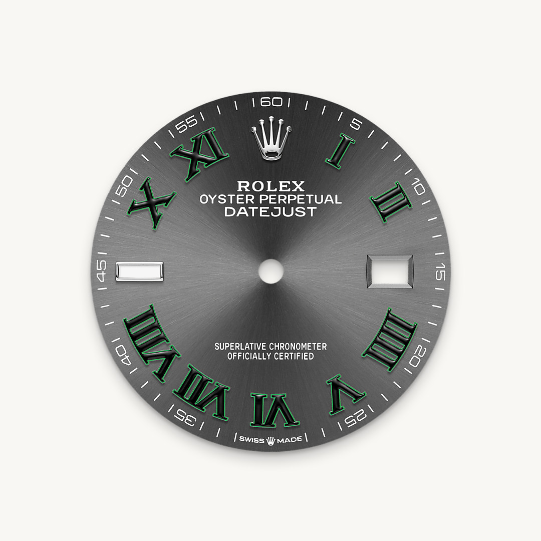 The sunray finish creates delicate light reflections on many dials in the Oyster Perpetual collection. It is obtained using masterful brushing techniques that create grooves running outwards from the centre of the dial. Light is diffused consistently along each engraving, creating a characteristic subtle glow that moves depending on the position of the wrist. Once the sunray finish has been completed, the dial colour is applied using Physical Vapour Deposition or electroplating. A light coat of varnish gives the dial its final look.