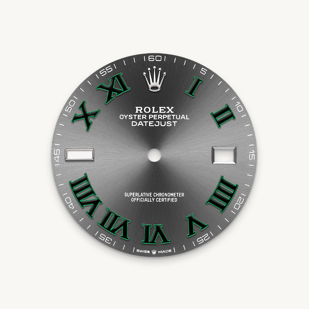 The sunray finish creates delicate light reflections on many dials in the Oyster Perpetual collection. It is obtained using masterful brushing techniques that create grooves running outwards from the centre of the dial. Light is diffused consistently along each engraving, creating a characteristic subtle glow that moves depending on the position of the wrist. Once the sunray finish has been completed, the dial colour is applied using Physical Vapour Deposition or electroplating. A light coat of varnish gives the dial its final look.