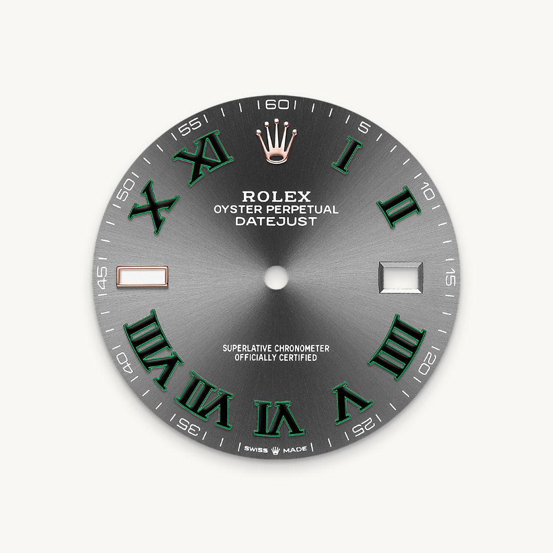 The sunray finish creates delicate light reflections on many dials in the Oyster Perpetual collection. It is obtained using masterful brushing techniques that create grooves running outwards from the centre of the dial. Light is diffused consistently along each engraving, creating a characteristic subtle glow that moves depending on the position of the wrist. Once the sunray finish has been completed, the dial colour is applied using Physical Vapour Deposition or electroplating. A light coat of varnish gives the dial its final look.
