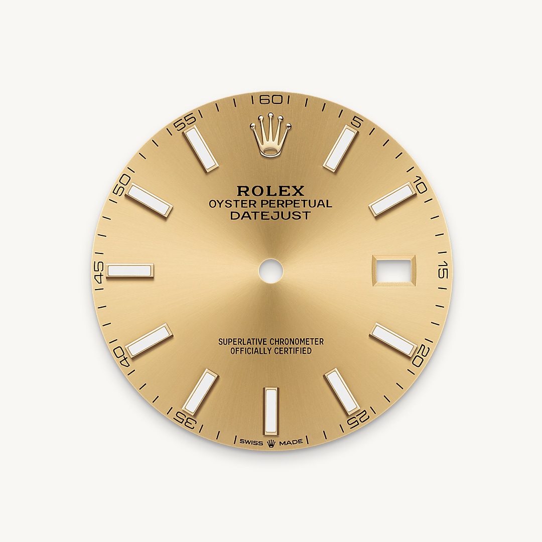 The sunray finish creates delicate light reflections on many dials in the Oyster Perpetual collection. It is obtained using masterful brushing techniques that create grooves running outwards from the centre of the dial. Light is diffused consistently along each engraving, creating a characteristic subtle glow that moves depending on the position of the wrist. Once the sunray finish has been completed, the dial colour is applied using Physical Vapour Deposition or electroplating. A light coat of varnish gives the dial its final look.