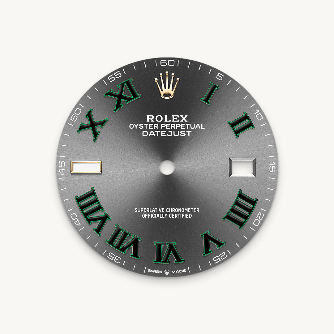 The sunray finish creates delicate light reflections on many dials in the Oyster Perpetual collection. It is obtained using masterful brushing techniques that create grooves running outwards from the centre of the dial. Light is diffused consistently along each engraving, creating a characteristic subtle glow that moves depending on the position of the wrist. Once the sunray finish has been completed, the dial colour is applied using Physical Vapour Deposition or electroplating. A light coat of varnish gives the dial its final look.