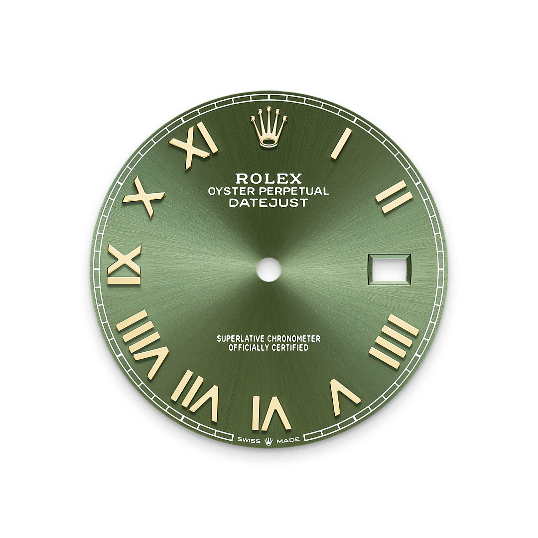 The sunray finish creates delicate light reflections on many dials in the Oyster Perpetual collection. It is obtained using masterful brushing techniques that create grooves running outwards from the centre of the dial. Light is diffused consistently along each engraving, creating a characteristic subtle glow that moves depending on the position of the wrist. Once the sunray finish has been completed, the dial colour is applied using Physical Vapour Deposition or electroplating. A light coat of varnish gives the dial its final look.