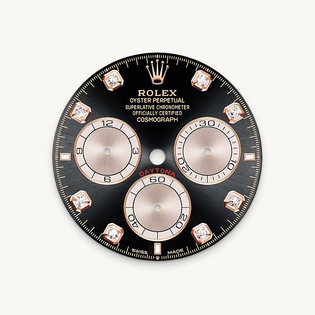 This model features a bright black and Sundust, diamond-set dial with spray-coated counters, 18 ct gold applique hour markers and hands with a Chromalight display, a highly-legible luminescent material.
The dial allows drivers to accurately map out their track times and tactics without fail.