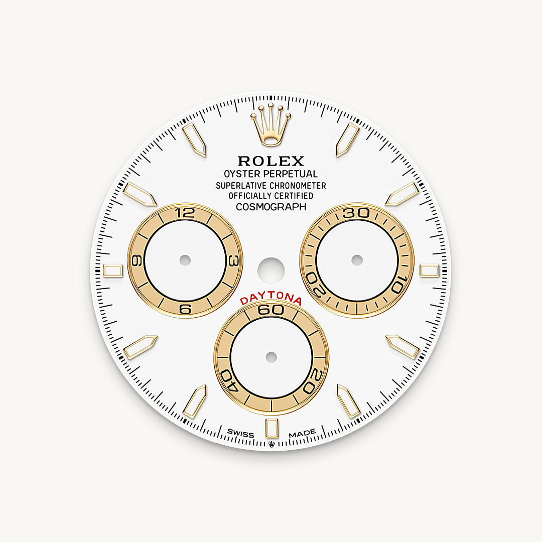 This model features a white dial with spray-coated counters, 18 ct gold applique hour markers and hands with a Chromalight display, a highly-legible luminescent material.
The dial allows drivers to accurately map out their track times and tactics without fail.
