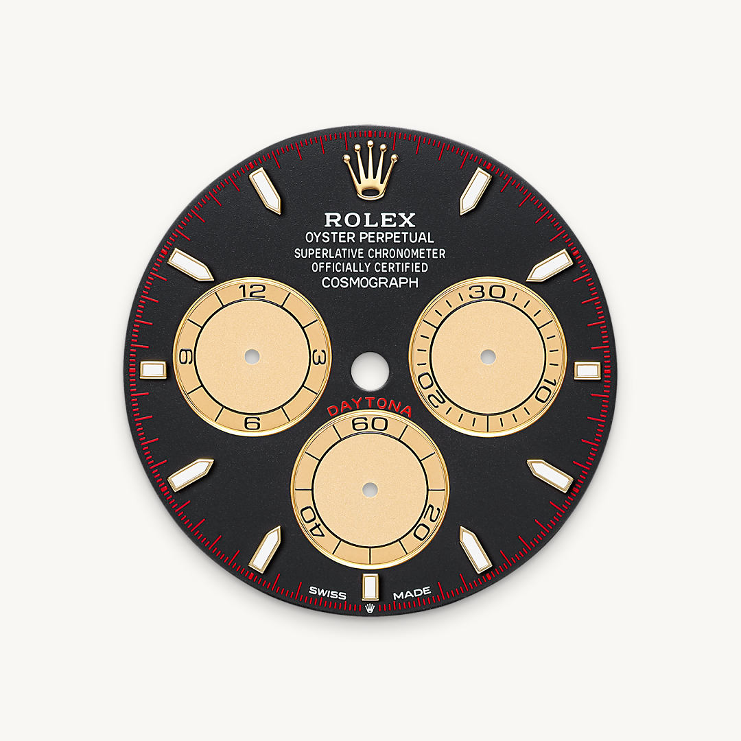 This model features an intense black and champagne-colour dial with spray-coated counters, 18 ct gold applique hour markers and hands with a Chromalight display, a highly-legible luminescent material.
The dial allows drivers to accurately map out their track times and tactics without fail.