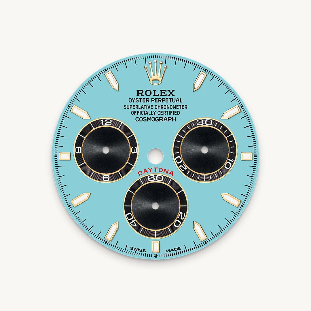 This model features a turquoise blue and black dial with snailed counters, 18 ct gold applique hour markers and hands with a Chromalight display, a highly-legible luminescent material. The dial allows drivers to accurately map out their track times and tactics without fail.