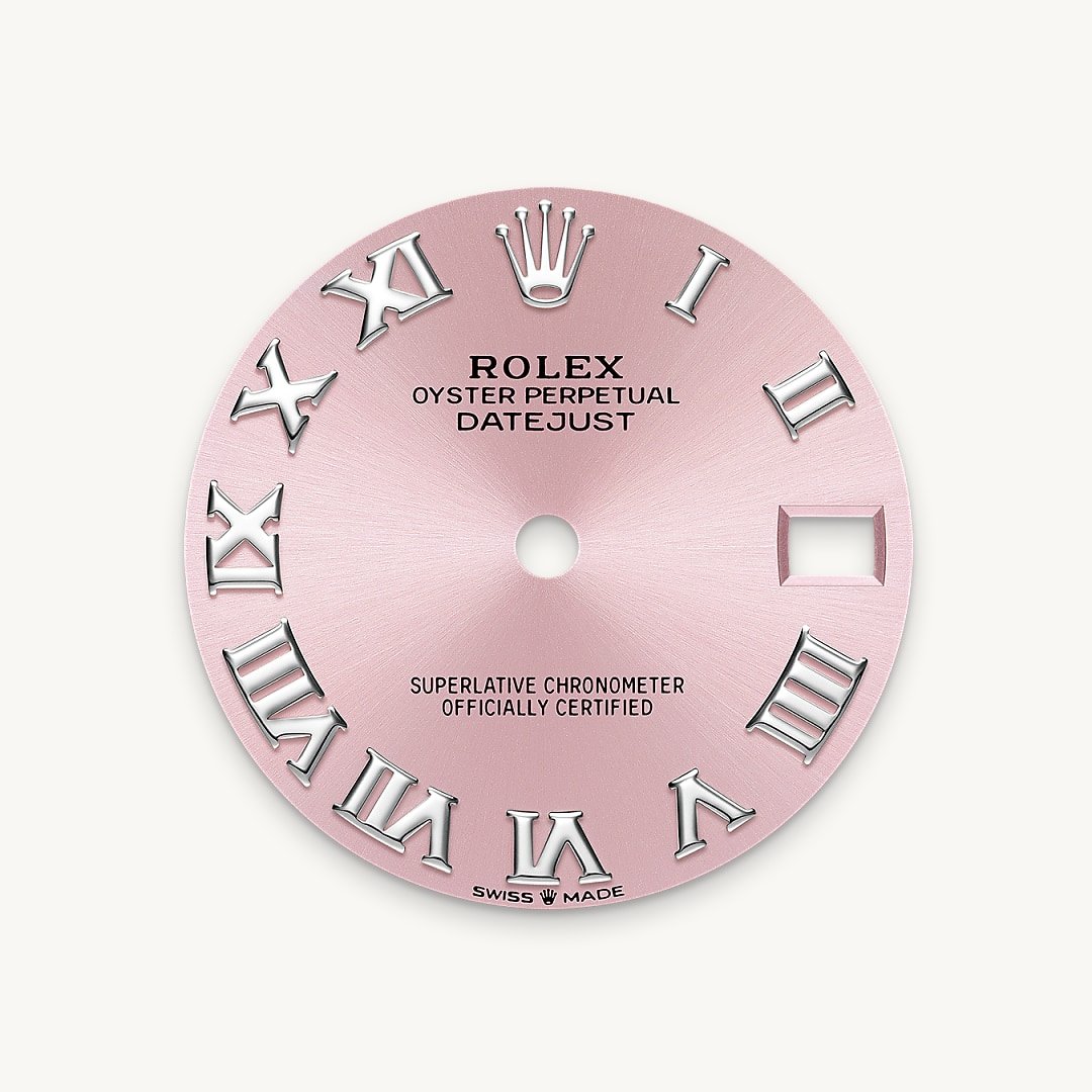 The sunray finish creates delicate light reflections on many dials in the Oyster Perpetual collection. It is obtained using masterful brushing techniques that create grooves running outwards from the centre of the dial. Light is diffused consistently along each engraving, creating a characteristic subtle glow that moves depending on the position of the wrist. Once the sunray finish has been completed, the dial colour is applied using Physical Vapour Deposition or electroplating. A light coat of varnish gives the dial its final look.
