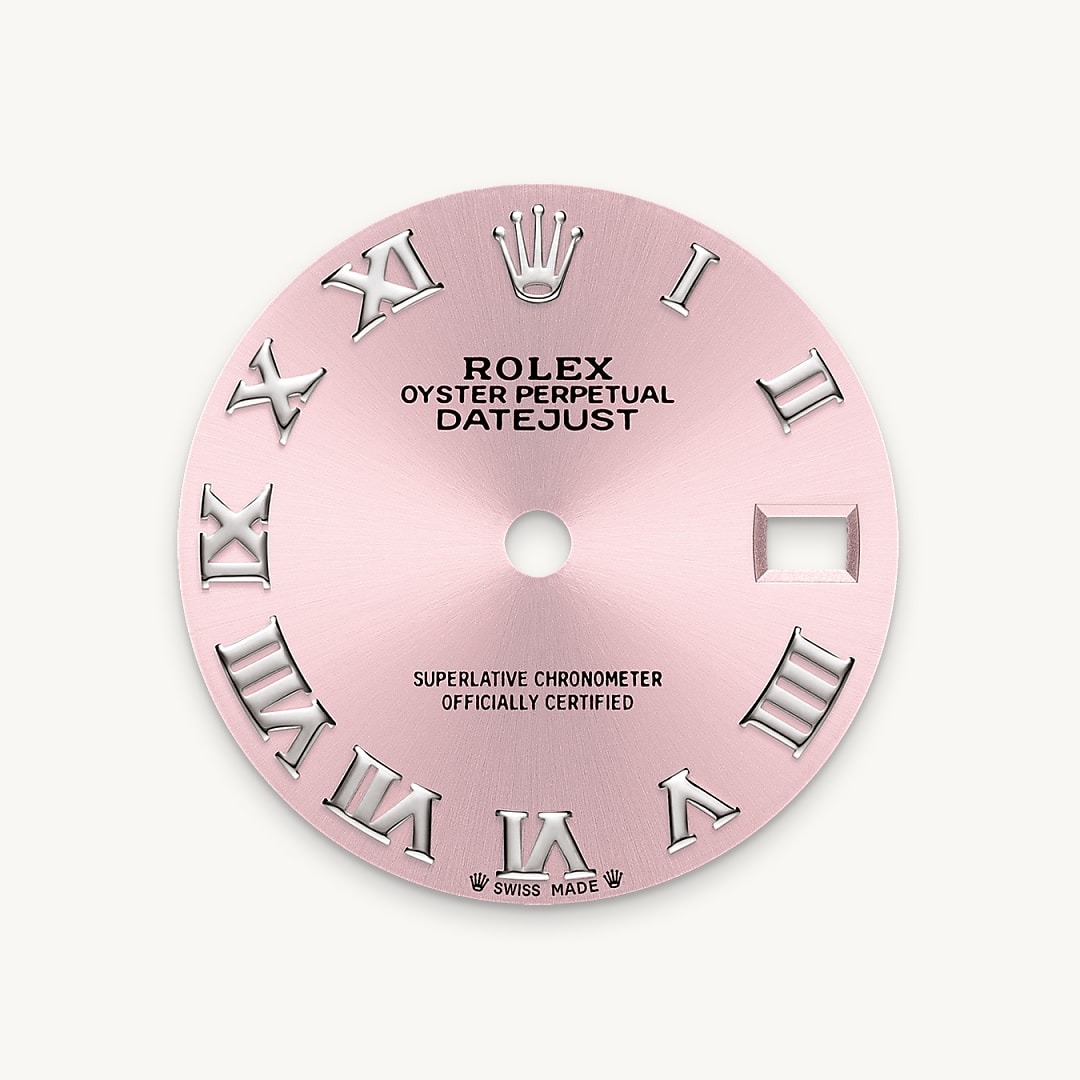 The sunray finish creates delicate light reflections on many dials in the Oyster Perpetual collection. It is obtained using masterful brushing techniques that create grooves running outwards from the centre of the dial. Light is diffused consistently along each engraving, creating a characteristic subtle glow that moves depending on the position of the wrist. Once the sunray finish has been completed, the dial colour is applied using Physical Vapour Deposition or electroplating. A light coat of varnish gives the dial its final look.