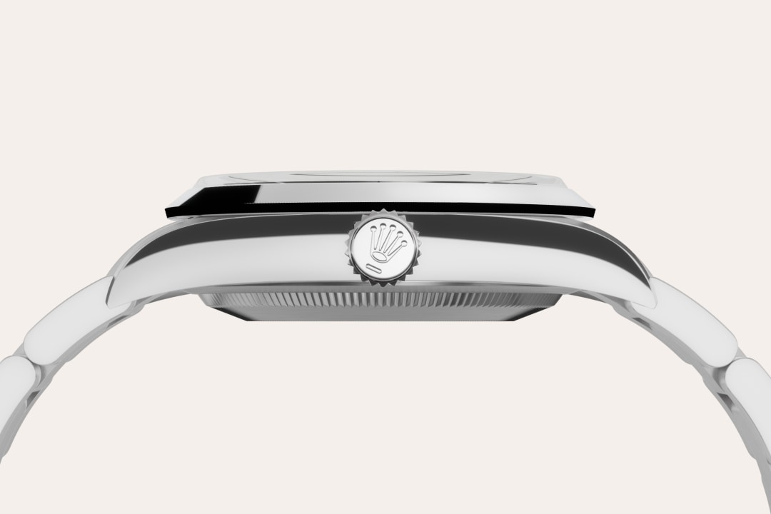 Rolex uses Oystersteel for its steel watch cases. Specially developed by the brand, Oystersteel belongs to the 904L steel family, alloys most commonly used in high-technology and in the aerospace and chemical industries, where maximum resistance to corrosion is essential. Oystersteel is extremely resistant, offers an exceptional finish once polished and maintains its beauty even in the harshest environments.