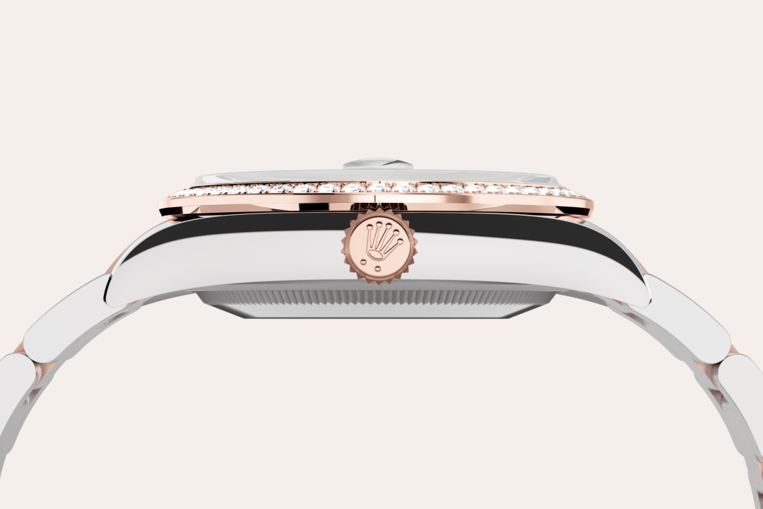 Gold is coveted for its lustre and nobility. Steel reinforces strength and reliability. Together, they harmoniously combine the best of their properties. A true Rolex signature, Rolesor has featured on Rolex models since the early 1930s, and was trademarked as a name in 1933. It is one of the prominent pillars of the Oyster collection.