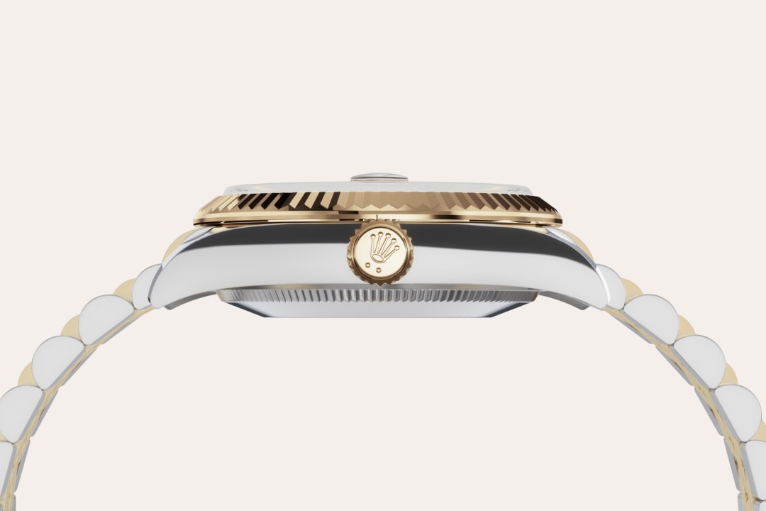 Gold is coveted for its lustre and nobility. Steel reinforces strength and reliability. Together, they harmoniously combine the best of their properties. A true Rolex signature, Rolesor has featured on Rolex models since the early 1930s, and was trademarked as a name in 1933. It is one of the prominent pillars of the Oyster Perpetual collection.