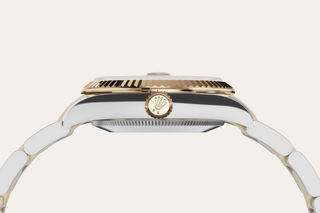 Gold is coveted for its lustre and nobility. Steel reinforces strength and reliability. Together, they harmoniously combine the best of their properties. A true Rolex signature, Rolesor has featured on Rolex models since the early 1930s, and was trademarked as a name in 1933. It is one of the prominent pillars of the Oyster Perpetual collection.