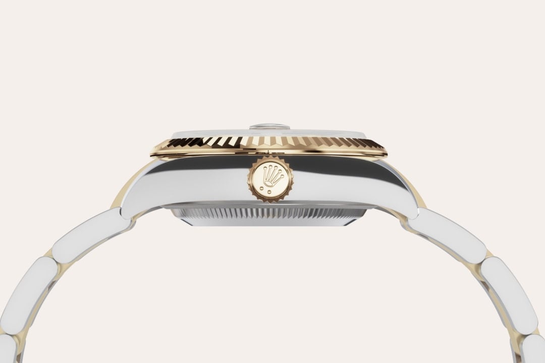 Gold is coveted for its lustre and nobility. Steel reinforces strength and reliability. Together, they harmoniously combine the best of their properties. A true Rolex signature, Rolesor has featured on Rolex models since the early 1930s, and was trademarked as a name in 1933. It is one of the prominent pillars of the Oyster collection.