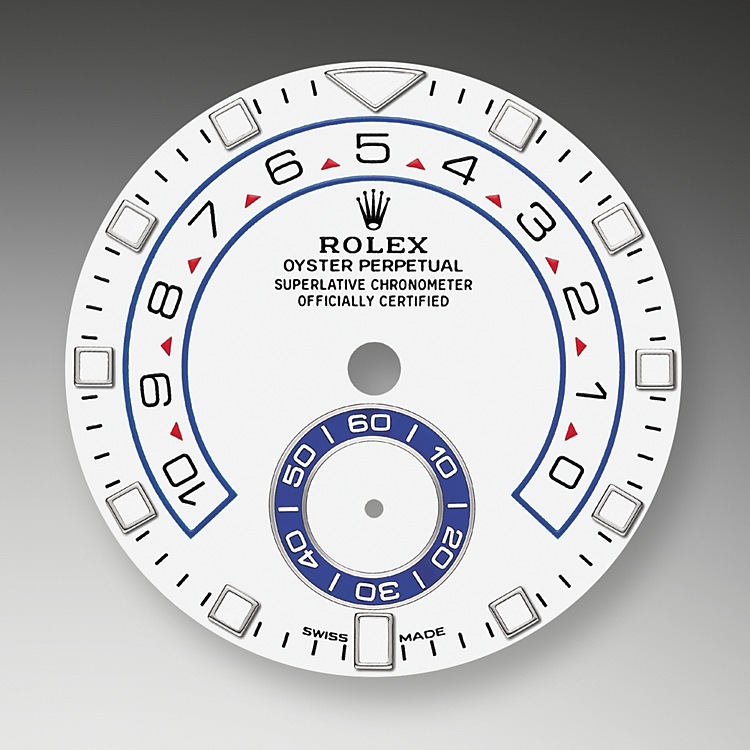 The Yacht-Master II is equipped with a new dial, and new hands that are characteristic of Rolex Professional models, enhancing legibility and sharpening its aesthetic appeal. The dial now features a triangular hour marker at 12 o’clock and a rectangular hour marker at 6 o’clock for more intuitive reading of the watch. A luminescent disc on the hour hand clearly distinguishes it from the minute hand.   The Yacht-Master II’s countdown can be programmed for a duration of between 1 and 10 minutes. The programming is memorized by the mechanism so that at a reset it returns to the previous setting. 