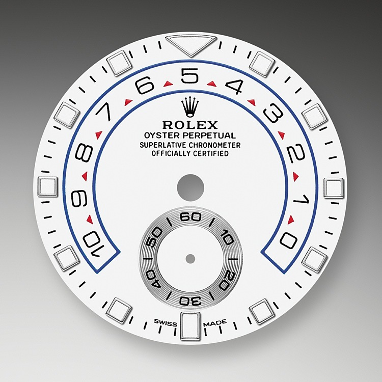 The Yacht-Master II is equipped with a new dial, and new hands that are characteristic of Rolex Professional models, enhancing legibility and sharpening its aesthetic appeal. The dial now features a triangular hour marker at 12 o’clock and a rectangular hour marker at 6 o’clock for more intuitive reading of the watch. A luminescent disc on the hour hand clearly distinguishes it from the minute hand. The Yacht-Master II’s countdown can be programmed for a duration of between 1 and 10 minutes. The programming is memorized by the mechanism so that at a reset it returns to the previous setting. Once launched, the countdown can be synchronized on the fly to match the official race countdown.